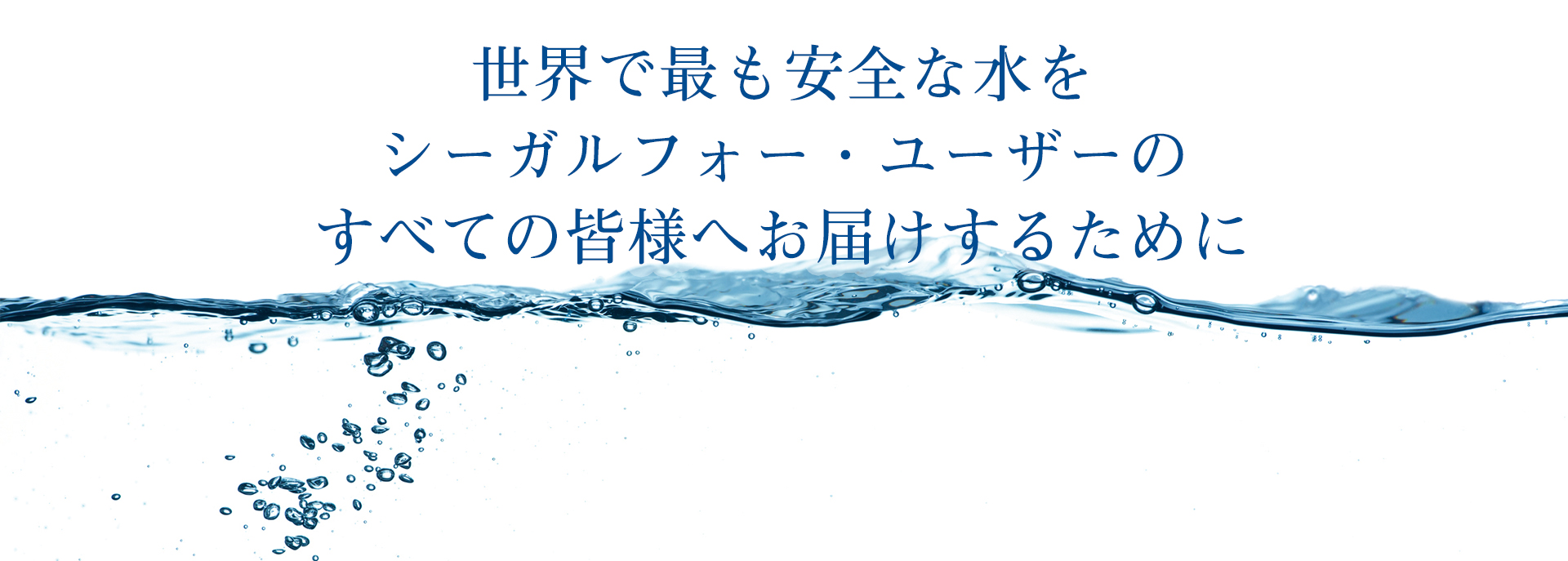 世界で最も安全な水をシーガルフォーユーザーに
